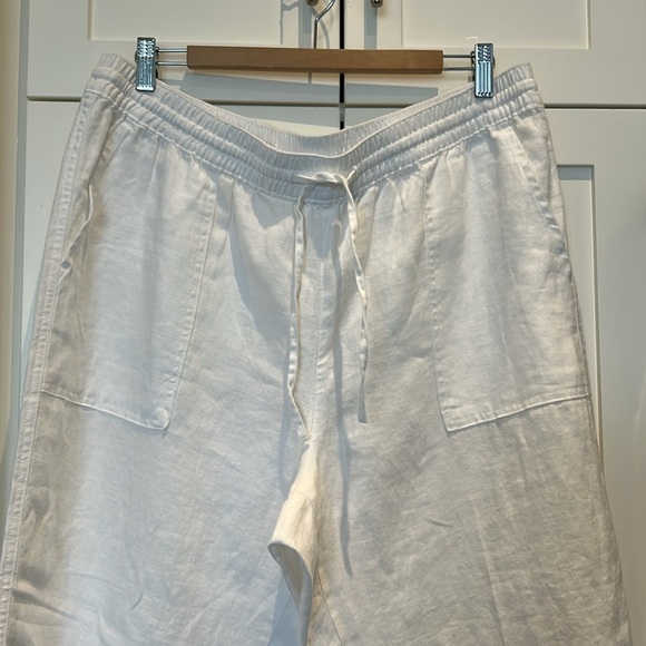 Land’s End 100% Linen High Rise White Crop Pants Women Size 16 White - Picture 11 of 13